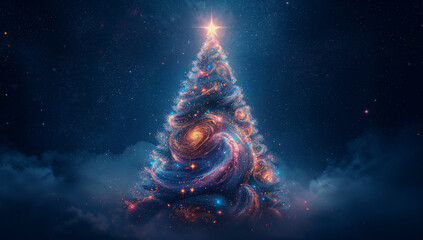  AI-generated image of a celestial Christmas tree 