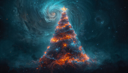  AI-generated image of a celestial Christmas tree 