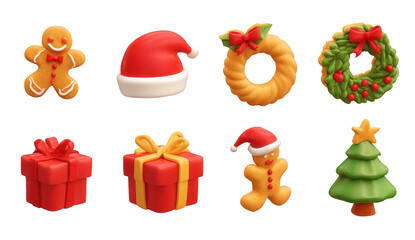 Festive Christmas 3D icons collection set