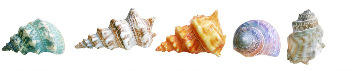 Fototapeta premium seashells in a row collection set