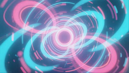 Illustration of pulsating multicolored rings of light emanating from the center. Vector graphics. EPS.