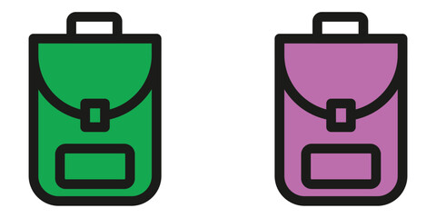 Stylish green and purple satchels for back to school, perfect for students and teachers with convenient carrying handles and secure closures