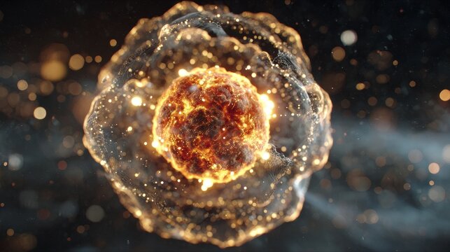 Abstract Fusion Core Radiance With Celestial Body Formations, Digital Art in Bright Artistic Depth