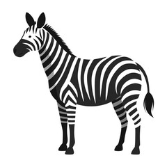 Obraz premium Isolated illustration of a zebra standing on a white background, showcasing its distinctive black and white stripes and mane isolated on white background, Vector, illustration