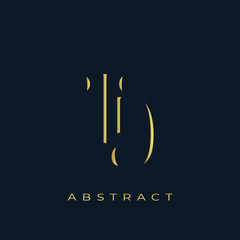 TD Abstract Golden Logo Design. Abstract Golden Symbol Composition on a Dark Navy Blue Background