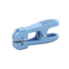 Light Blue Medical Staple Remover Tool with Silver Staples on Black Background medical tool