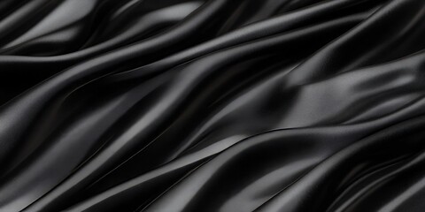 Fototapeta premium Elegant Black Silk Fabric Background for Luxurious Drapery with Opulent Texture and Modern Design