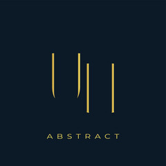 UH Abstract Golden Logo Design. Abstract Golden Symbol Composition on a Dark Navy Blue Background
