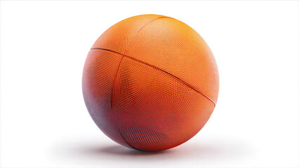 A vibrant orange basketball with its classic pebbled texture and black lines, resting on a clean white background with a subtle shadow. Sport equipment.