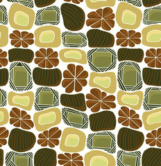 Floral mosaic pattern of bright flowers on a white background.seamless drawing.