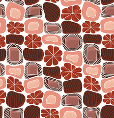 Floral mosaic pattern of bright flowers on a white background.seamless drawing.