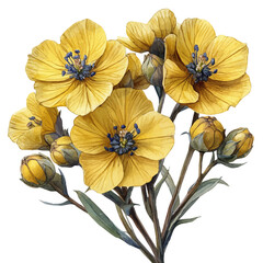 A Euphorbia Bouquet, watercolor clipart vector, isolated on a white background.