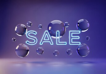 Transparent glass spheres with neon sale text