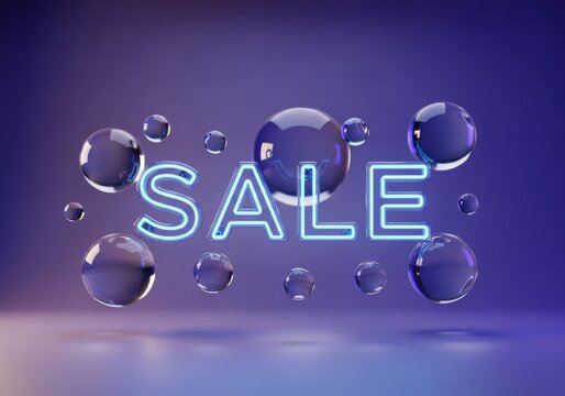 Transparent glass spheres with neon sale text