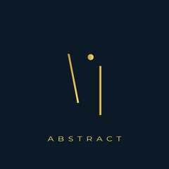 VI Abstract Golden Logo Design. Abstract Golden Symbol Composition on a Dark Navy Blue Background