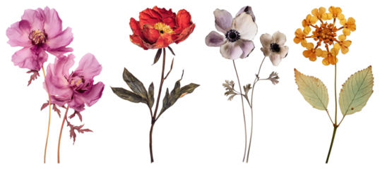 PNG Vintage botanical floral illustration, element set on transparent background