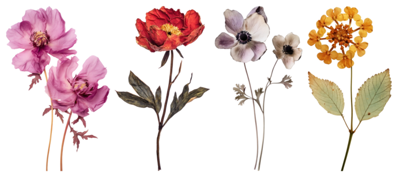 PNG Vintage botanical floral illustration, element set on transparent background