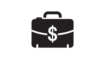 Briefcase with dollar sign icon simple flat vector glyph isolated on white background for business and finance concepts