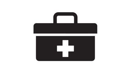 Obraz premium First aid kit icon simple flat vector design isolated on white background for web and mobile apps