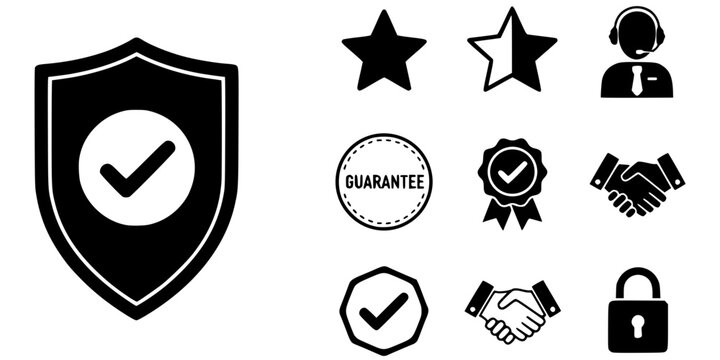 Trust and Quality Customer Service Shield Silhouette Icon