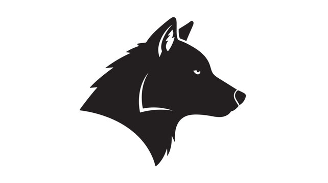 Silhouette of a wolf head vector illustration in black and white perfect for logo design and branding