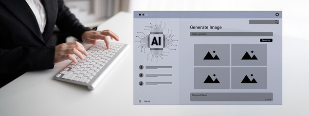 AI image generator interface enables image, AI, and generator process by converting user prompt...