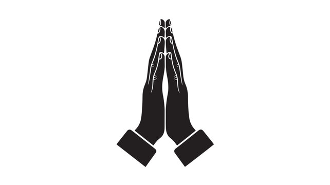Praying hands vector icon simple flat glyph illustration for religious concepts isolated on white background