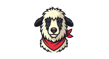 Adorable cartoon sheep panda hybrid character with a stylish red bandana for a brand mascot
