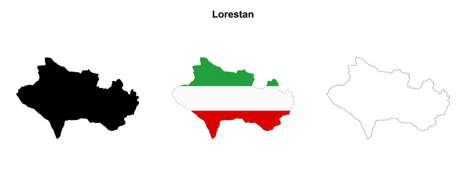 Transparent Lorestan outline map set