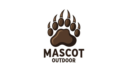 Mascot Outdoor Logo Brown Bear Paw Print for Nature and Adventure Branding