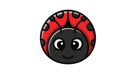 Charming cartoon ladybug illustration featuring a cheerful insect design with prominent red and black spots, perfect for children's projects, nature themes, or adorable brand logos