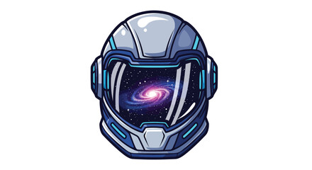 Futuristic astronaut helmet with a vibrant galaxy reflection in the visor, a vector illustration for science fiction and space exploration concepts