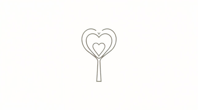 A simple, minimalist design features three concentric hearts on a plain white background. The hearts are outlined in a soft, greyish-brown tone, with the smallest heart nested within the larger ones.