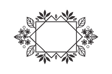Bold floral frame with square layout and central flowers