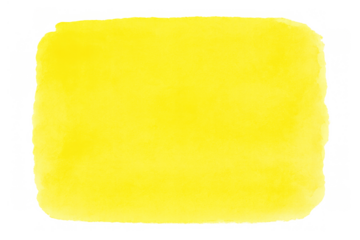 Yellow watercolor stain brushstroke creating an abstract painted texture with transparent background