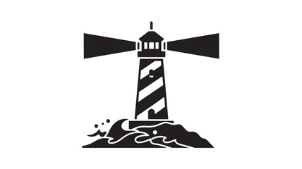 Striking lighthouse vector illustration a simple black and white glyph ideal for nautical themes and coastal designs