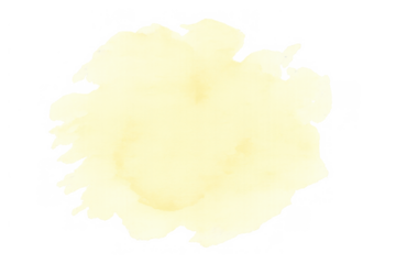 Yellow watercolor paint splash element with transparent background creating an abstract organic stain texture design