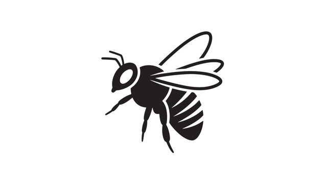 Honey bee icon simple flat vector design isolated on white background for logos and designs