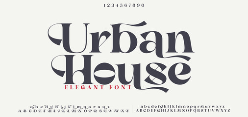 Elegant Font Uppercase Lowercase and Number. Classic Lettering Minimal Fashion Designs. Typography modern serif fonts regular decorative vintage concept. vector illustration.