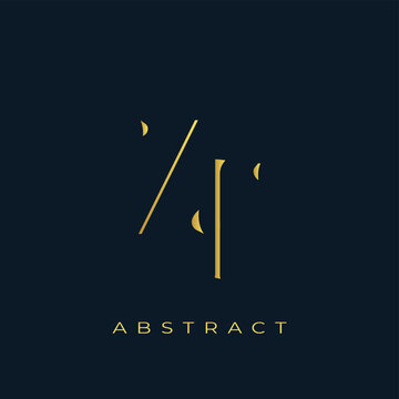 ZF Abstract Golden Logo Design. Abstract Golden Symbol Composition on a Dark Navy Blue Background