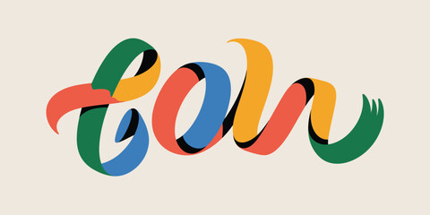 Fototapeta premium A colorful ribbon forming a word on a light background with a playful and modern design element used