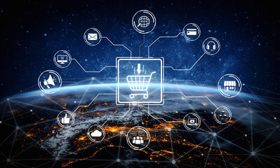 Omni-channel marketing and online shopping strategies, cross-platform customer experience, brand unification, and integrated marketing communication across digital channels. Spline