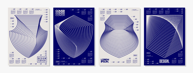 Digital technology security shield line cover background set