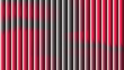 A vibrant abstract background features repeating vertical lines in shades of red and gray