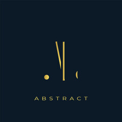 AL Abstract Golden Logo Design. Abstract Golden Symbol Composition on a Dark Navy Blue Background