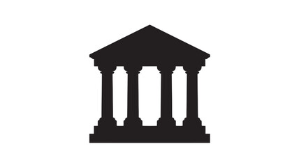 Classical building silhouette vector illustration of a historic courthouse or bank isolated on white background