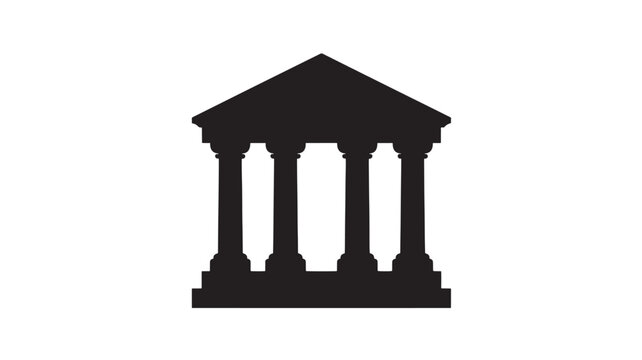 Classical building silhouette vector illustration of a historic courthouse or bank isolated on white background