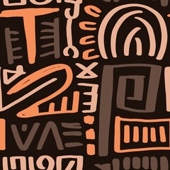 Doodle abstract ethnic pattern. tribal seamless pattern .illustration.