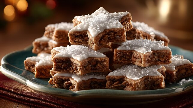 Indulge in delectable star-shaped Christmas cookies topped with sparkling icing sugar, perfect for holiday baking projects and festive celebrations - Powered by Adobe