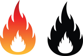 Flame icons vibrant fire and silhouette design elements for creative projects